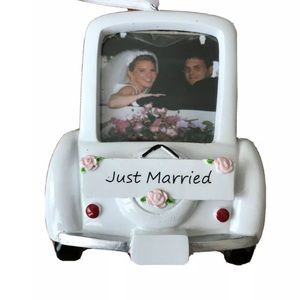 Wedding Just Married Christmas Frame Ornament